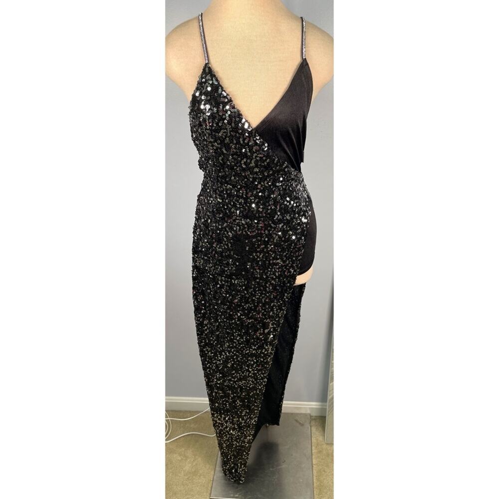 BRONX AND BANCO Simone Sequin Embellished High Slit Maxi Dress Size Medium - Picture 2 of 8
